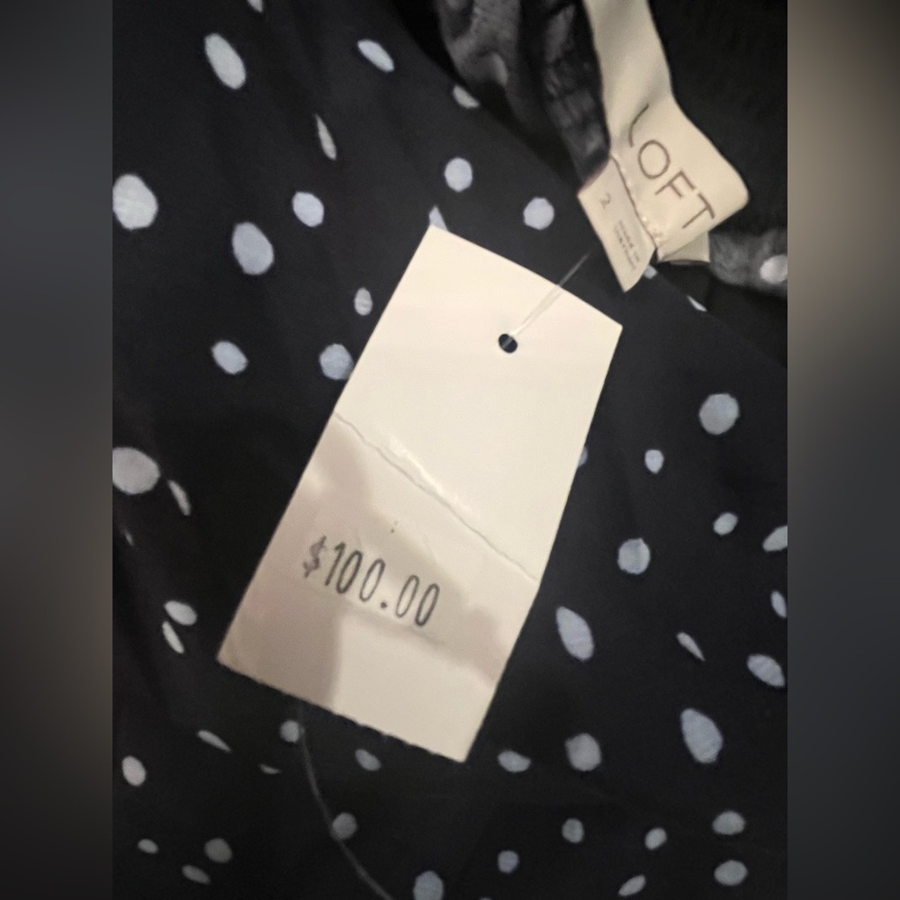 NWT Loft Navy Blue Polka Dot Smocked Wide Legs Jumpsuit with Pockets Size 2 - Picture 14 of 15